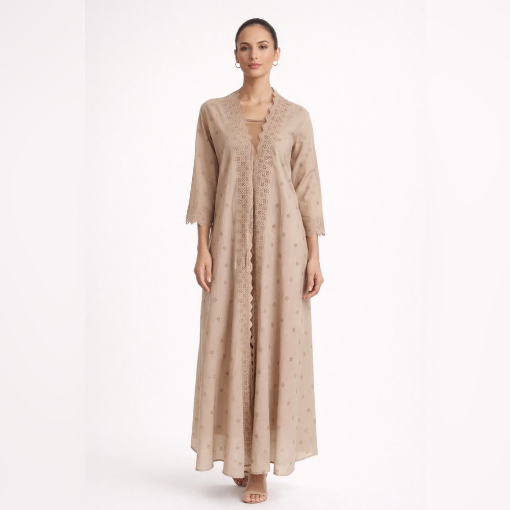 SEMI-COUTURE Beige Eyelet Maxi Dress